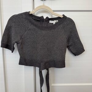 Gray Short Sleeve Crop Top